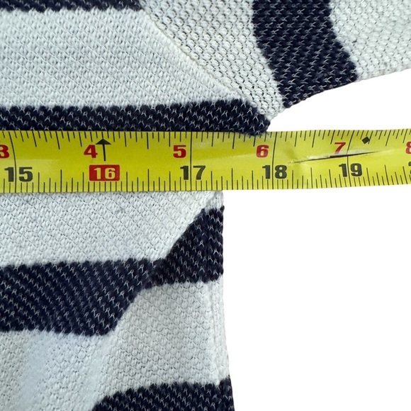 Caslon Blue White Striped Long Sleeve Top Bell Sleeve SP - Picture 4 of 7